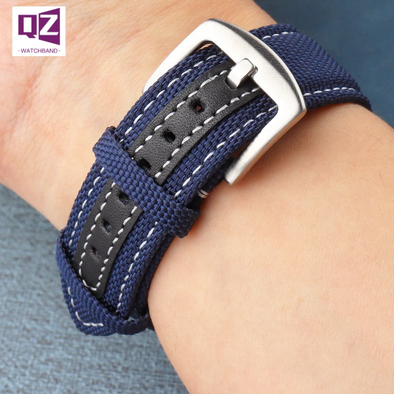 

Ремешок из нейлона для наручных часов, толстый кожаный браслет для часов breitling mido omega armani citizen, 20 мм 22 мм