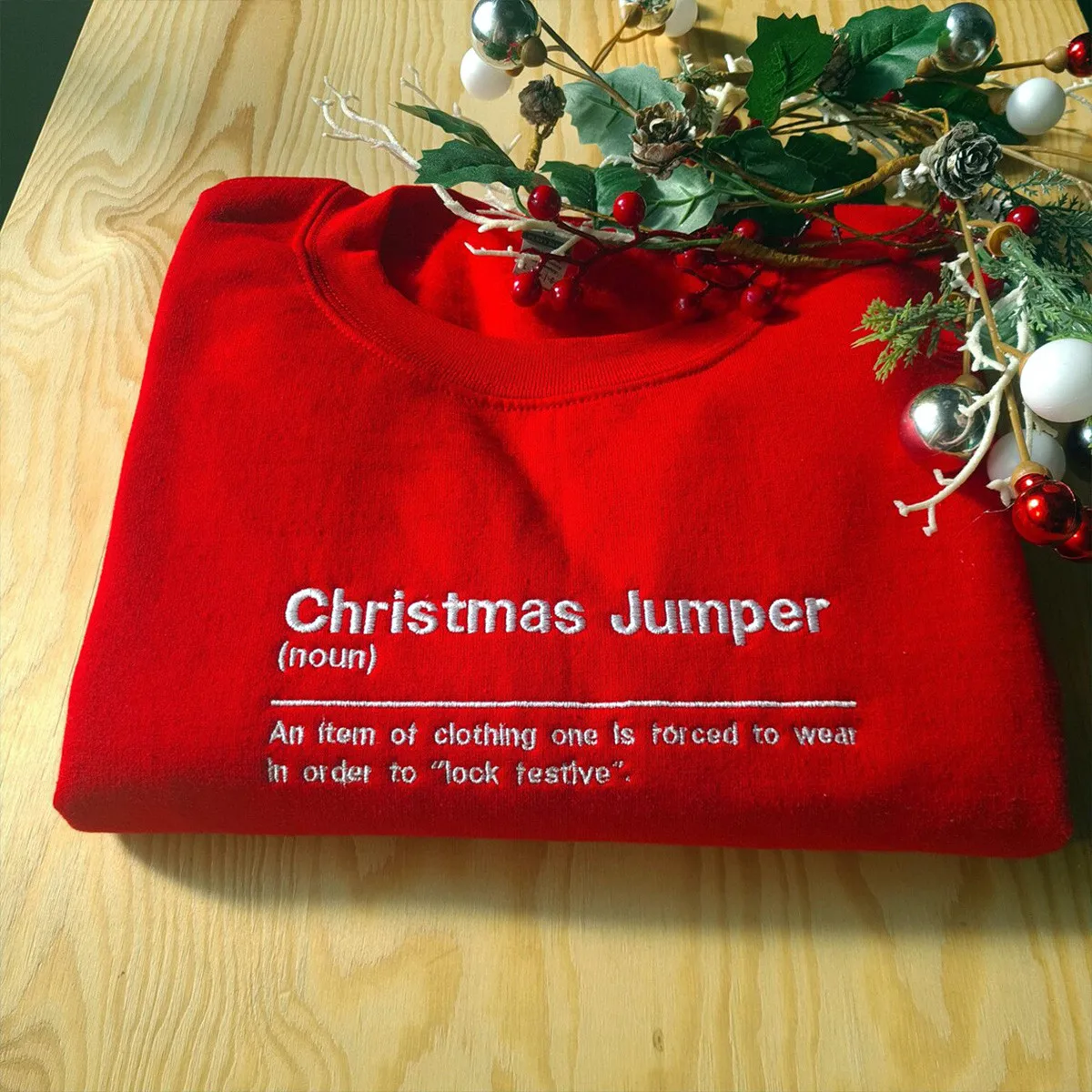 Christmas Jumper Graphic Letters Embroidered Casual Sweatshirts Women Crewneck Thick Fleece Warm Jumpers Christmas Gift for Her