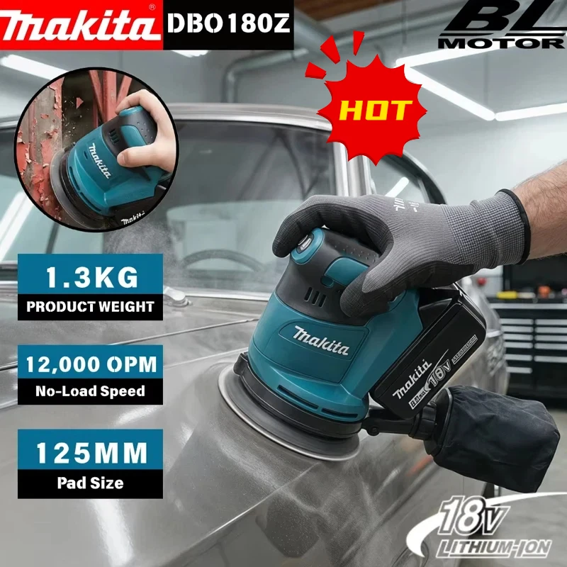 Makita DBO180Z 18V Brushless Cordless Disc Sander Random Orbital Woodworking Sanding Putty Polishing Bare Tool 2026 Model