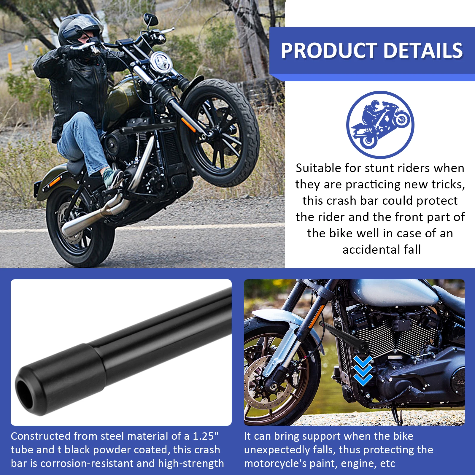 Motorcycle Front Engine Guard Crash Bar Protection for Harley 2018-2024 Softail FLFB/S FLHC/S FLSB FXBB FXBR/S FXDRS FXFB/S FXST