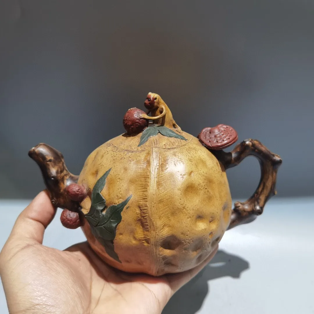 Purple Clay Pot Monkey offering peach pot Peach Leaf Pattern Two tone teapot Kettle Teapot Pot Tea