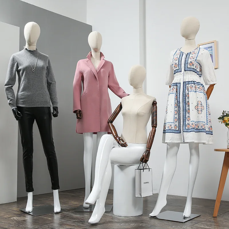 2016 Korean version full body model props women's clothing store window display model rack cloth solid wood movable hand