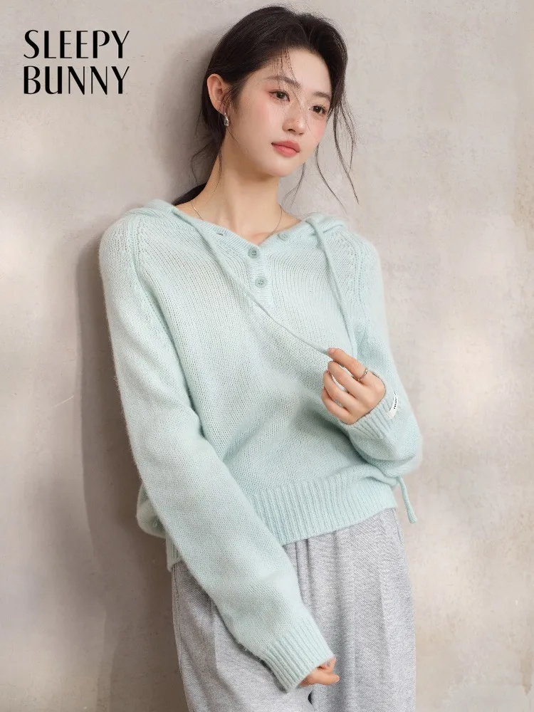 

Женский шерстяной свитер-худи: мягкий, свободный, вязаный пуловер для повседневной носки, универсальный базовый слой, модный, теплый, незаменимый на каждый день