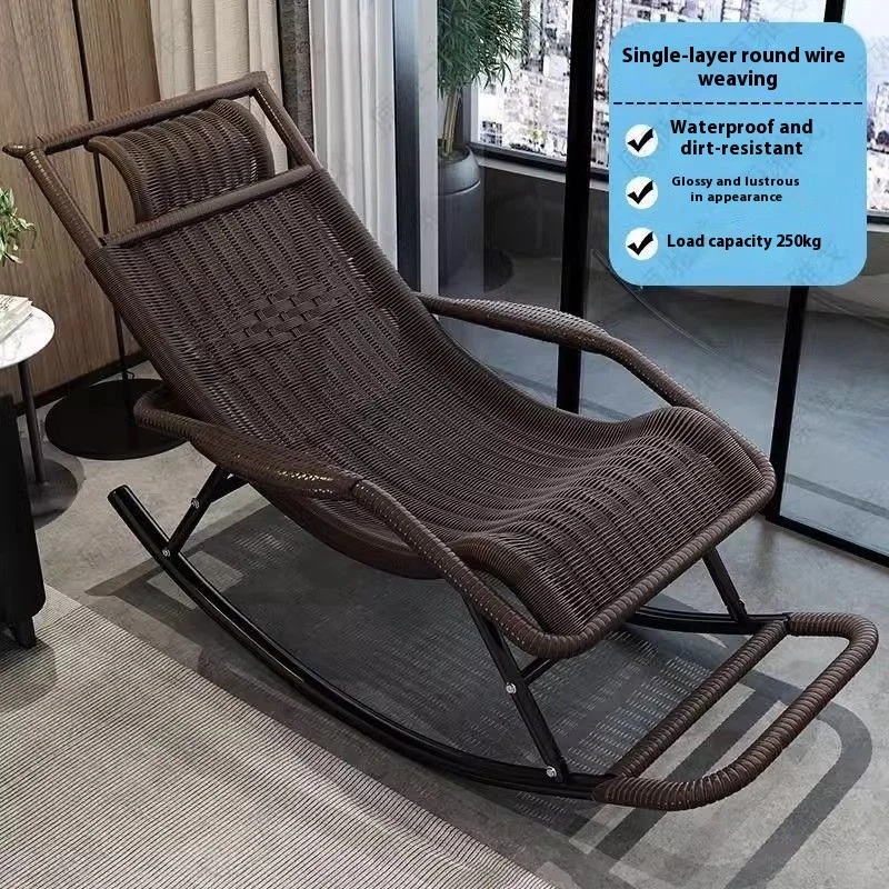 Adult Lounge Rocking Chair with Extra Thick Steel Frame for All Seasons for Middle-Aged Elderly Leisure or Bar Use