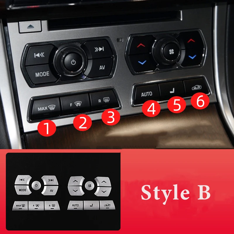 For Jaguar XF 2012-2015 Aluminium Car Central Control Air Conditioning Multimedia Button Cover Sticker Interior Accessories image 3