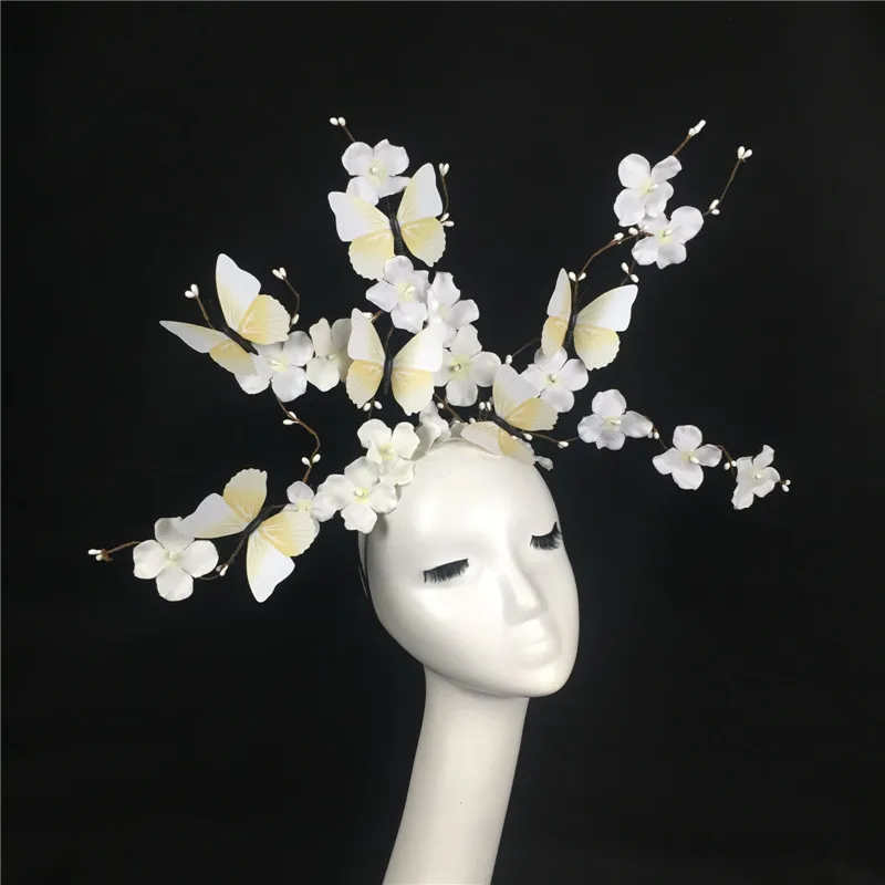 Branches Flower Headwear Fascinators Bride Photo Movie Props School Stage Performance Headdress Model MakeUp Accessories