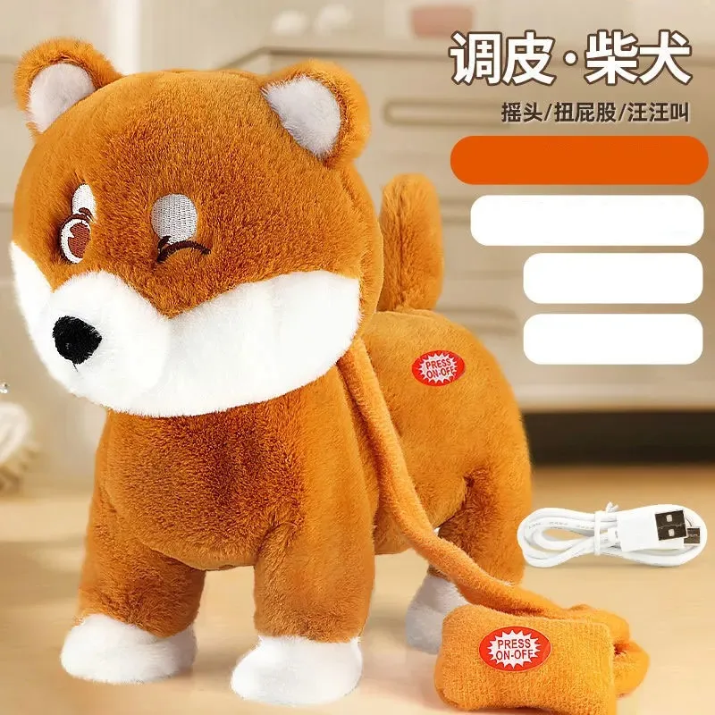 Juguete electrónico de peluche para perro Robot, Control de sonido, cachorro parlante, Animal interactivo lindo, cantar canciones, correa de música para mascotas, Teddy, carga USB