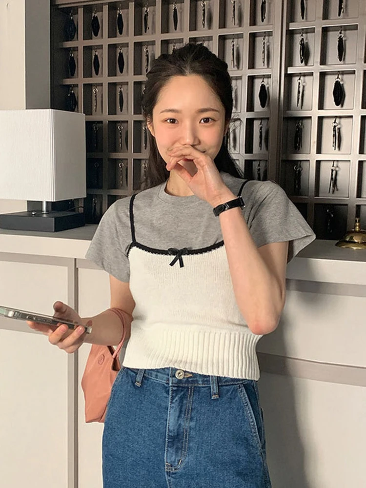 

Smoid Sweet Sle Knot ort Svel Women's Inner Wear Top Princ Fit Knitted Sweater Spring Summer