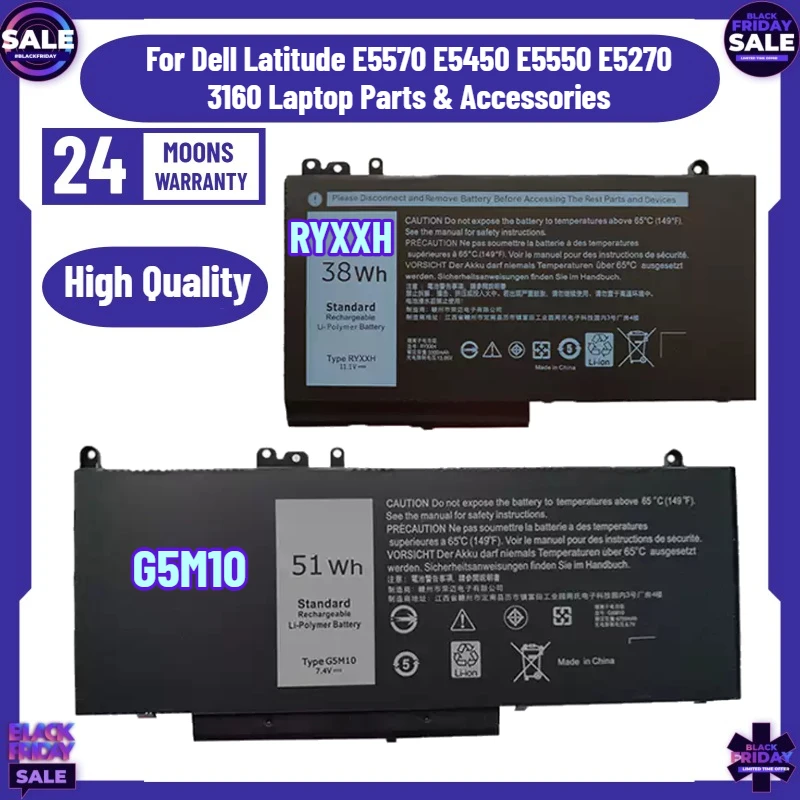 G5M10 RYXXH Laptop Battery for Dell Latitude E5570 E5450 E5550 E5270 3160 Laptop Parts & Accessories