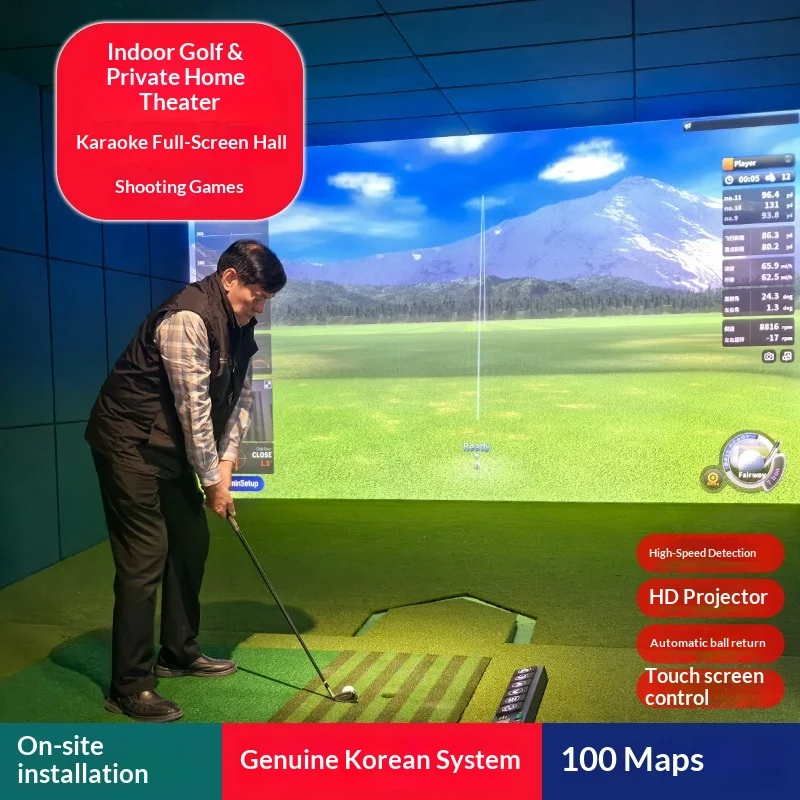 Global On-site Installation PGM Indoor Golf Simulator MNQ002 Korean System Complete Equipment Featuring Automatic Ball Return