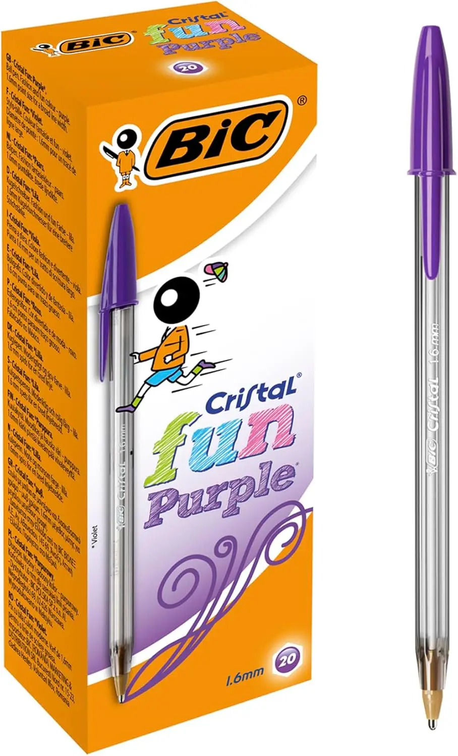 

Ballpoint Pens with Wide 1.6mm Tip, Smudge-Proof Purple Ink, Ideal for School, Pack of 20