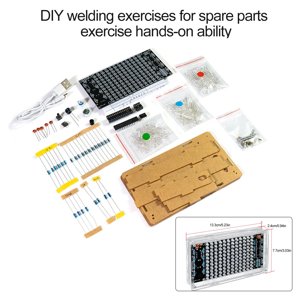 HU-052 LED Music Spectrum Display Colorful Screen Loudspeaker DIY Kit for Practicing Assembling Electronic Products