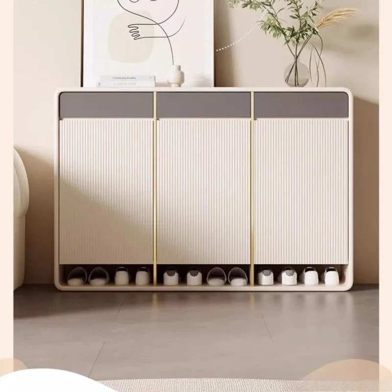 

entrance cabinet household living room shoe cabinet French cream style decorative storage cabinet light luxury locker