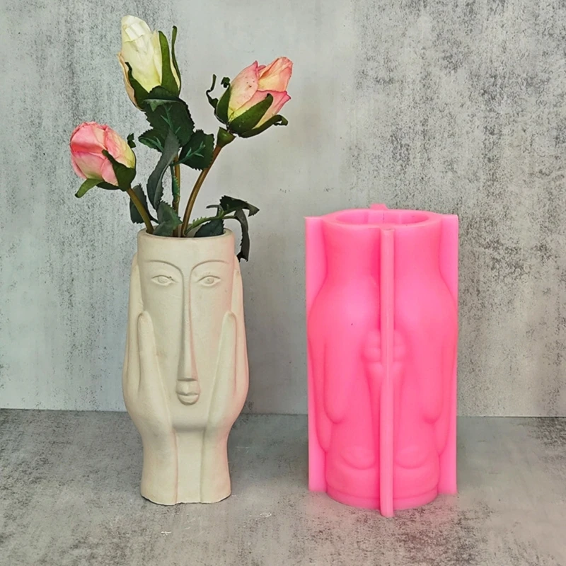 Abstract Art Face Shaped Concrete Mould Hand-Making Supplies for Flowerpot Craft