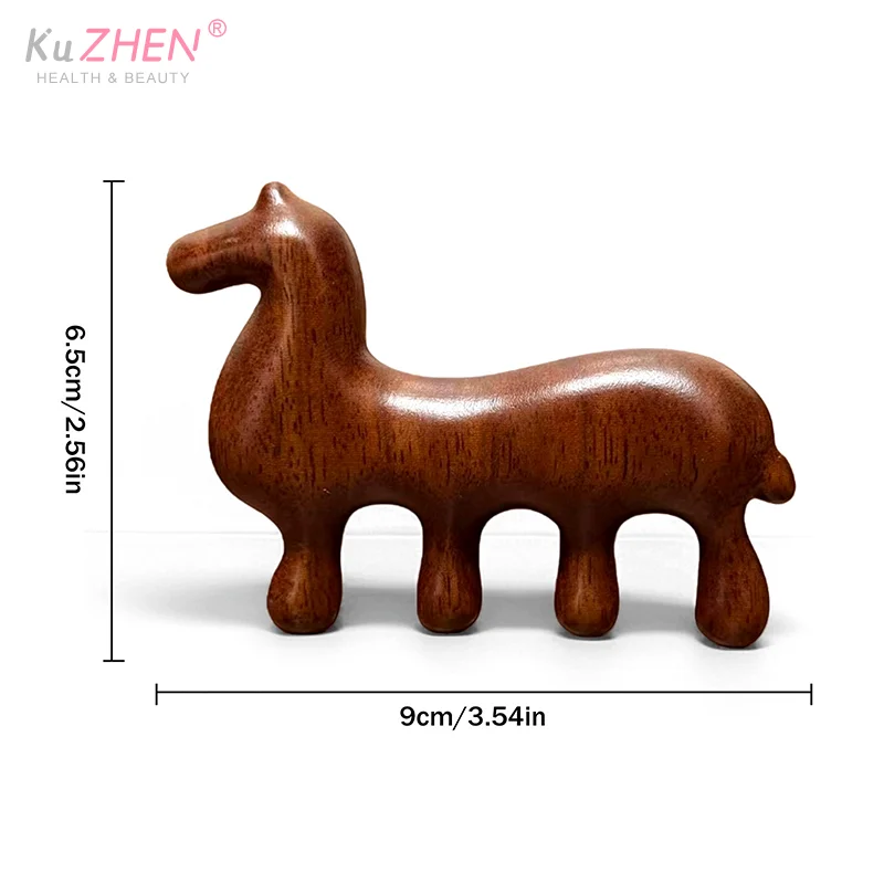 1PCS Sandalwood Meridian Massage Comb Zodiac Horse Design Therapy Massage Comb Coarse Tooth Scalp Point Massage Brush