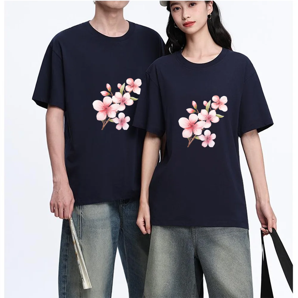 Cherry Blossom Printed T Shirt Breathable Fabric S-XXL Personalized Custom Casual Short Sleeve Tee Aesthetic Graphic Top Unisex