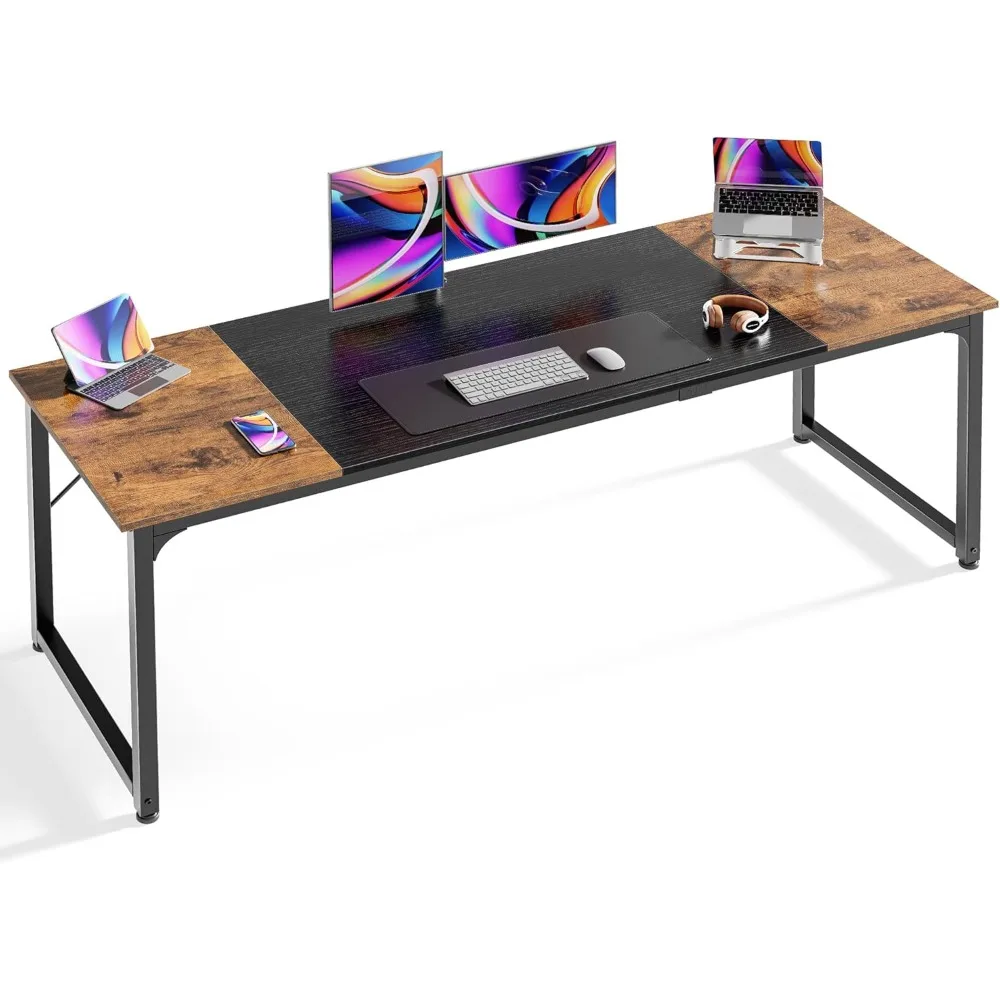 

70 InchGaming Desk with Storage, Writing Work Desk for Home Office, Study, Long Simple Desk, Large Legroom, Metal Frame