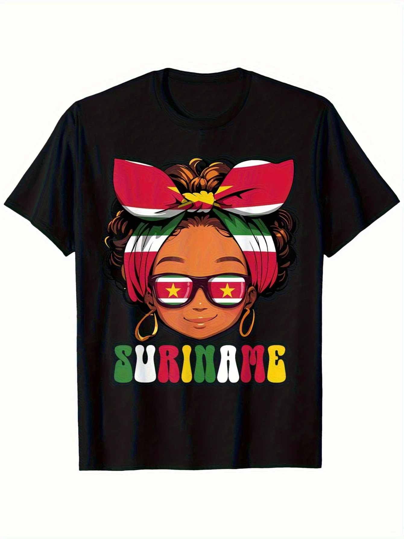 T-shirt Suriname Pride - Coton épais 180 g/m² - Coupe ample homme et femme - Lettrage audacieux SURINAME et drapeau du Suriname