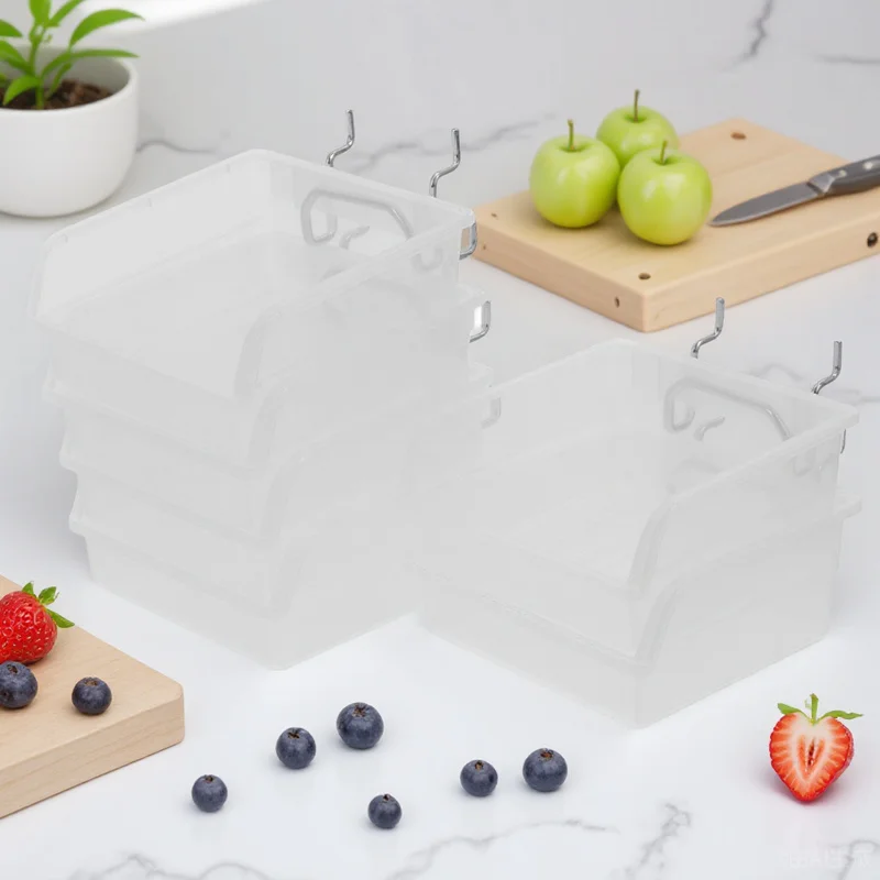 6Pcs Pegboard Bins Storage Containers Garage Workbench Organizer Accessories Tool Hardware Parts Storage Solutions