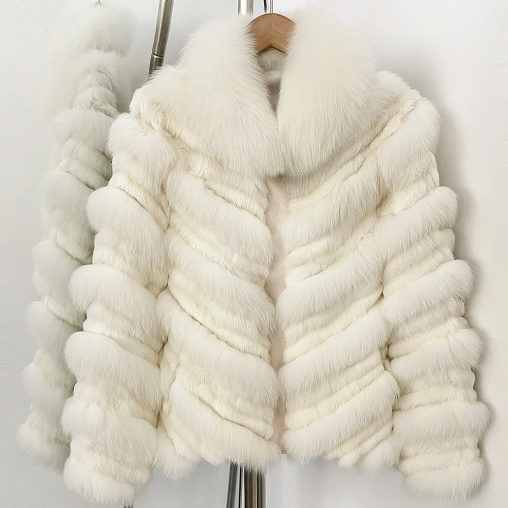 Parka Feminina com Pele Natural, Parka de Pele Real, Quente, para o Inverno, Moda Casual de Luxo, Roupa Externa, Casaco de Pele Feminino
