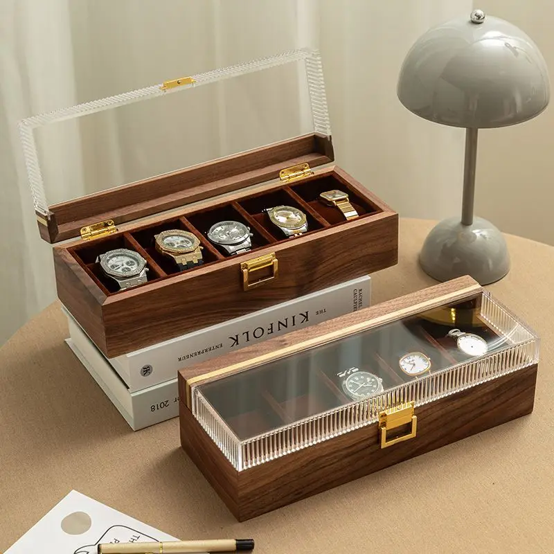 Luxury Watch Box Wooden Shockproof Mechanical Watch Case Storage Box 5 Slots Personalised Display Case Organizer Accessory