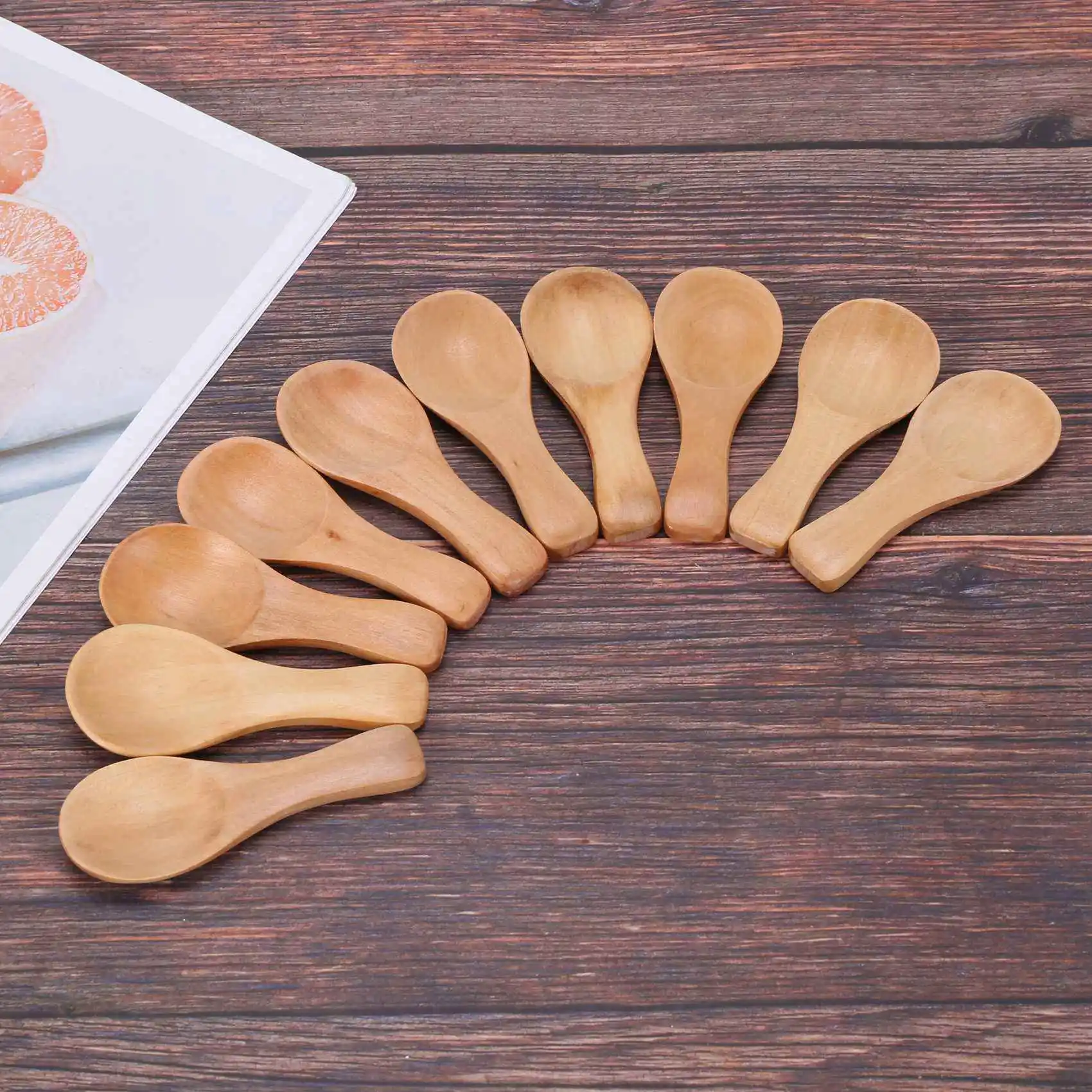 AT63-Short Handle 100 Packets Of Small Wooden Spoon, Perfect For Small Jars Of Jam, Spices, Condiments, Seasonings, Sugar