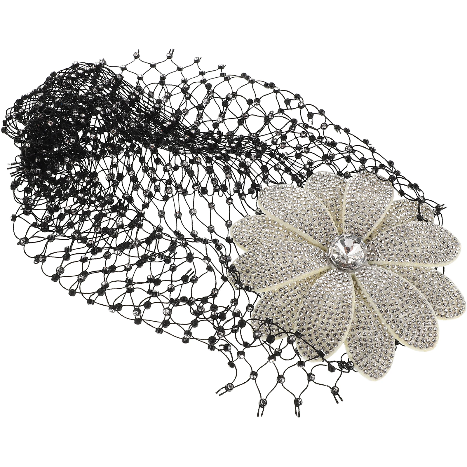 

Elegant French Retro Accessories Vintage Rhinestone Floral Headpiece Bride Flower Hair Cap Formal Event Girls Mesh Hat Net Cap