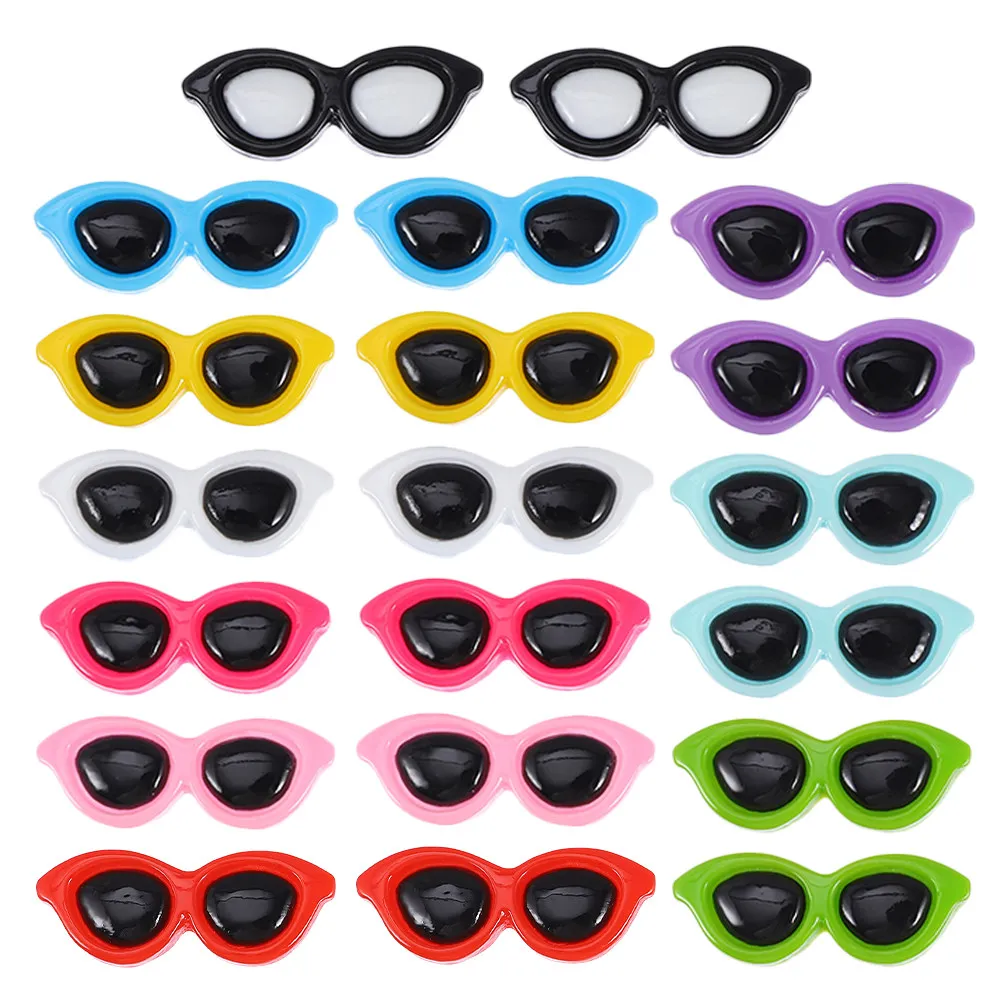 

20 шт. полукруглых мини-пуговиц в форме солнцезащитных очков, плоские, из смолы, разноцветные, для рукоделия, украшения для волос, повязок, чехлов для телефонов