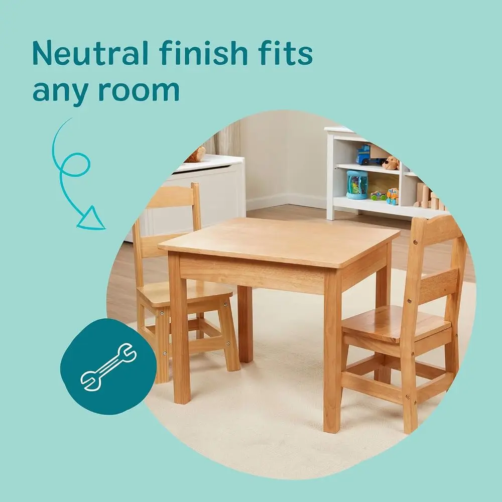 مجموعة طاولات وكراسي خشبية متينة للأطفال الصغار، مثالية لغرفة لعب الأطفال وتعليم مونتيسوري، للأعمار من 3 سنوات فما فوق #3