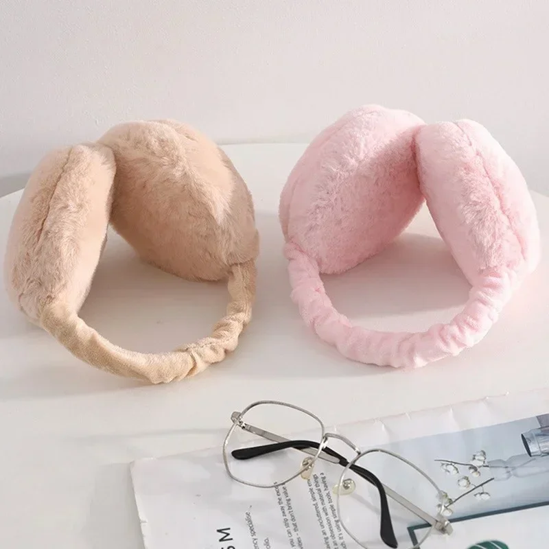 1pc 부드러운 플러시 귀 따뜻한 겨울 따뜻한 귀마개 여성을위한 솔리드 컬러 Earflap 야외 추위 보호