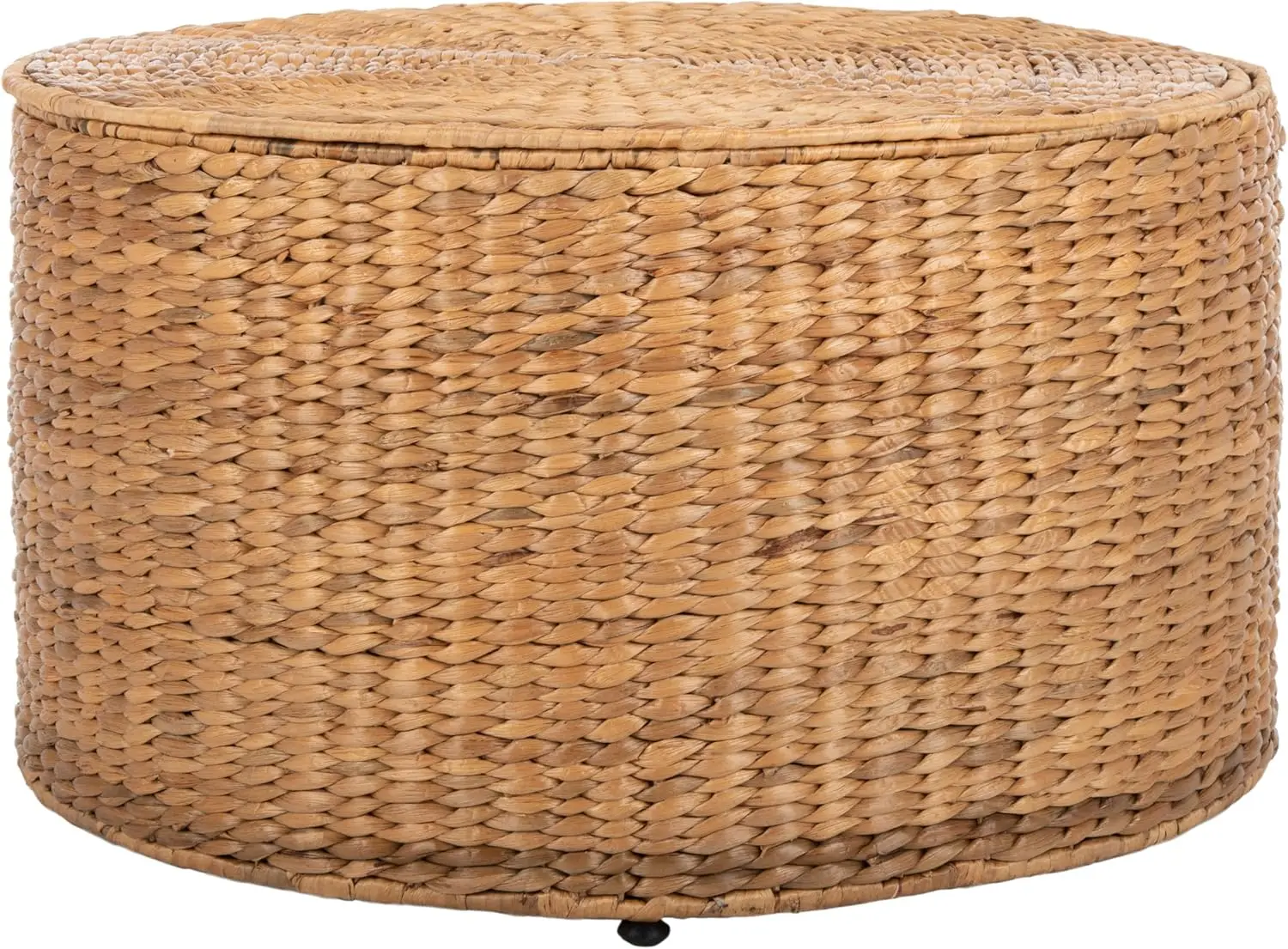 

Home Collection – Jesse Natural Wicker Storage Round Coffee Table, Fully Assembled, Handwoven Rattan with Lift-Off Lid
