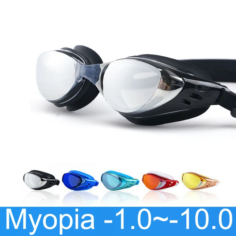 Bijziendheid Zwemmen Bril-1.0 ~-10 Waterdichte Volwassenen Kinderen Anti Fog Swim Eyewear Siliconen Dioptrie Duiken Bril