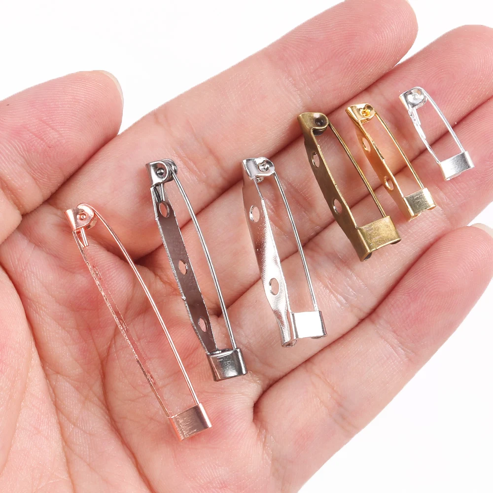 20pcs 15-40mm Safety Pins Brooch base Findings Brooch Clip Pins Blank Base For Jewelry Making DIY Clothing Accessories