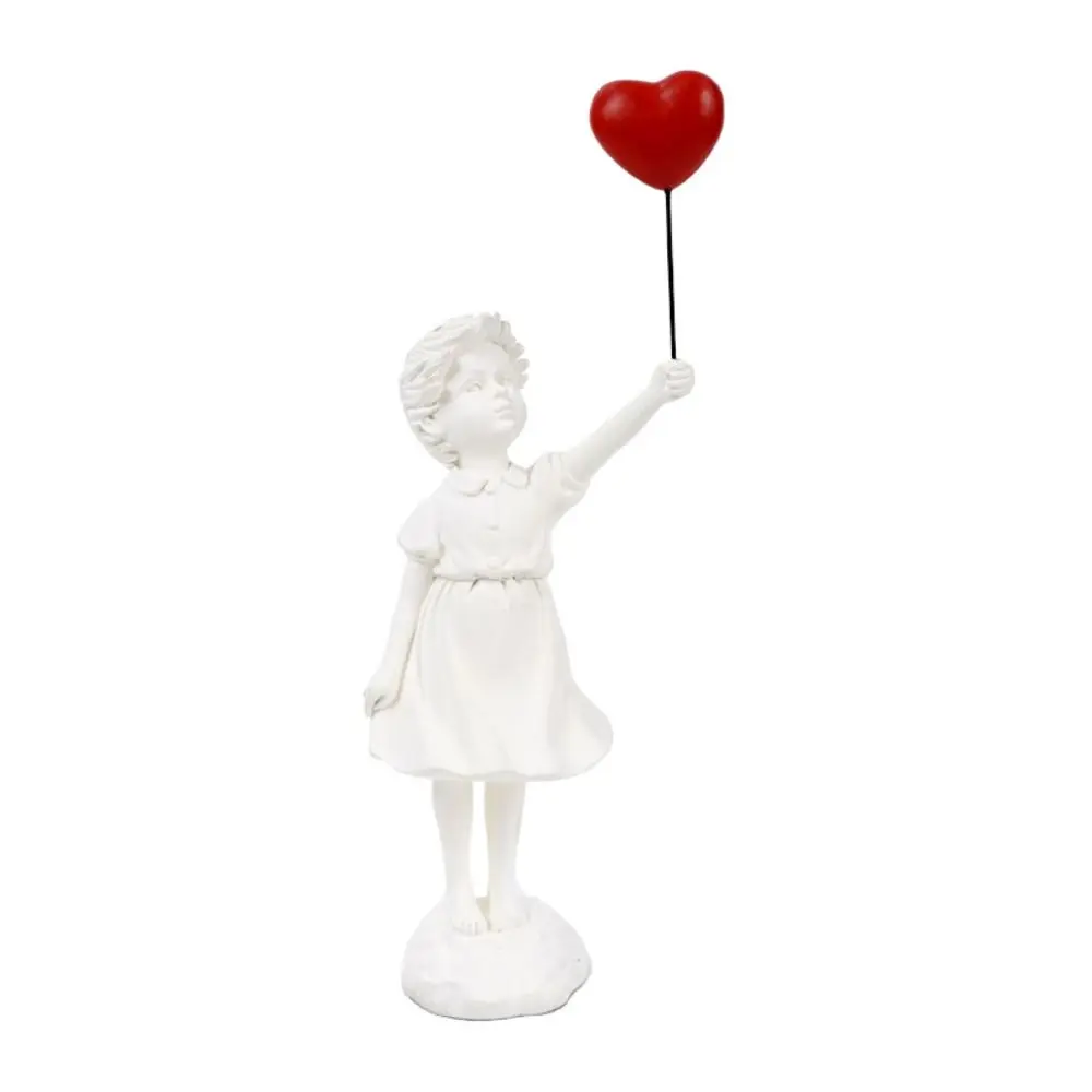

Creative Resin Crafts Flying Balloon Girl Figurine Love No Odor Banksy Sculpture White Realistic Collectible