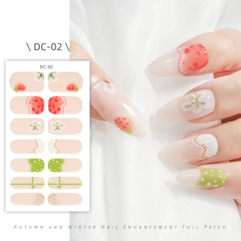 Sin luz UV Gel Nail Art pegatina 3D parches duraderos para uñas decoraciones prensa en uñas DIY manicura accesorios para uñas puntas de uñas