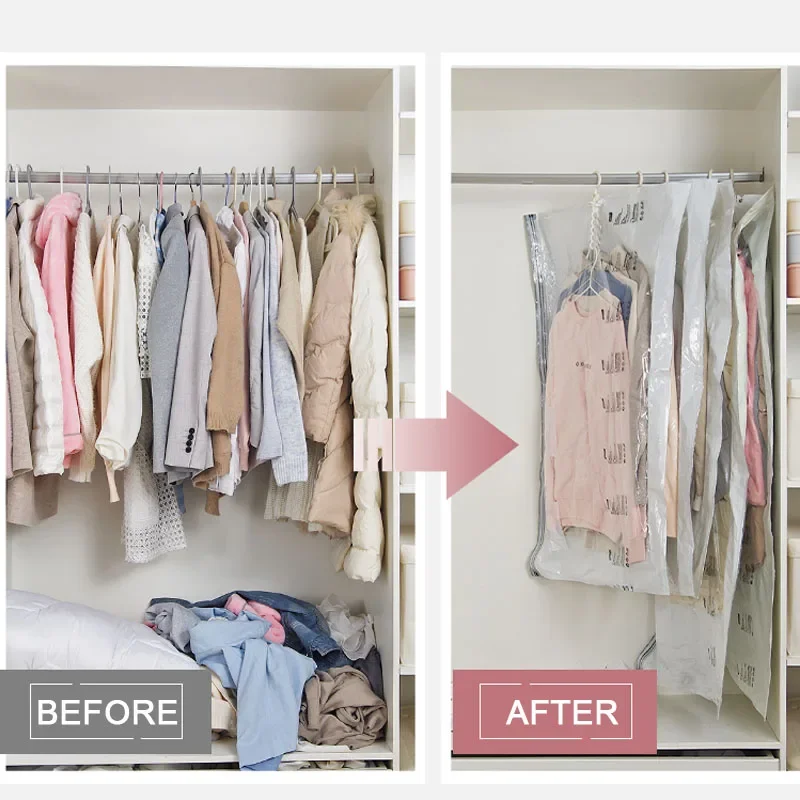 Kleren Vacuüm Opbergzakken Voor Thuis Max Ruimtebesparend Opknoping Type Gratis Pomp Stofdicht Vochtbestendig Creaseproof Ruimte Saver Bag