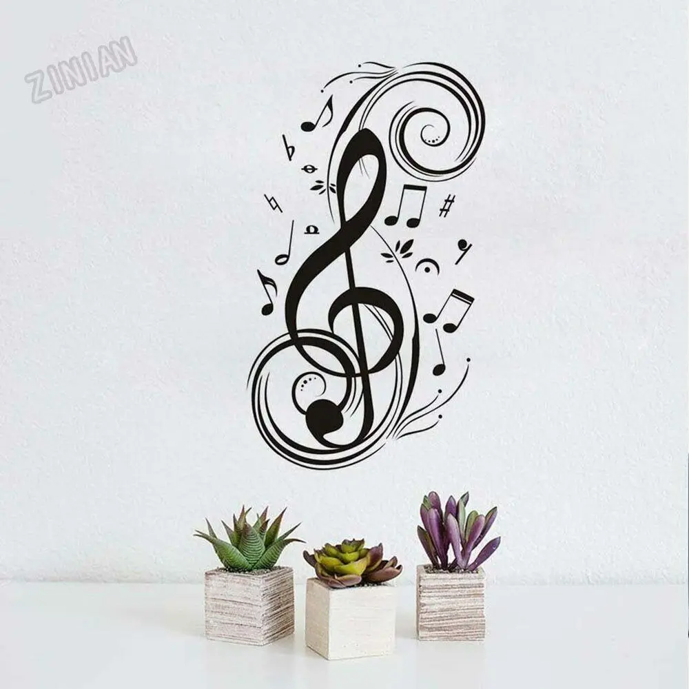 Musical Note Wall Stickers Vinyl Livingroom Decoration Decal Art Master Bedroom Wall Murals Romantic Music Classroom Decals Y274