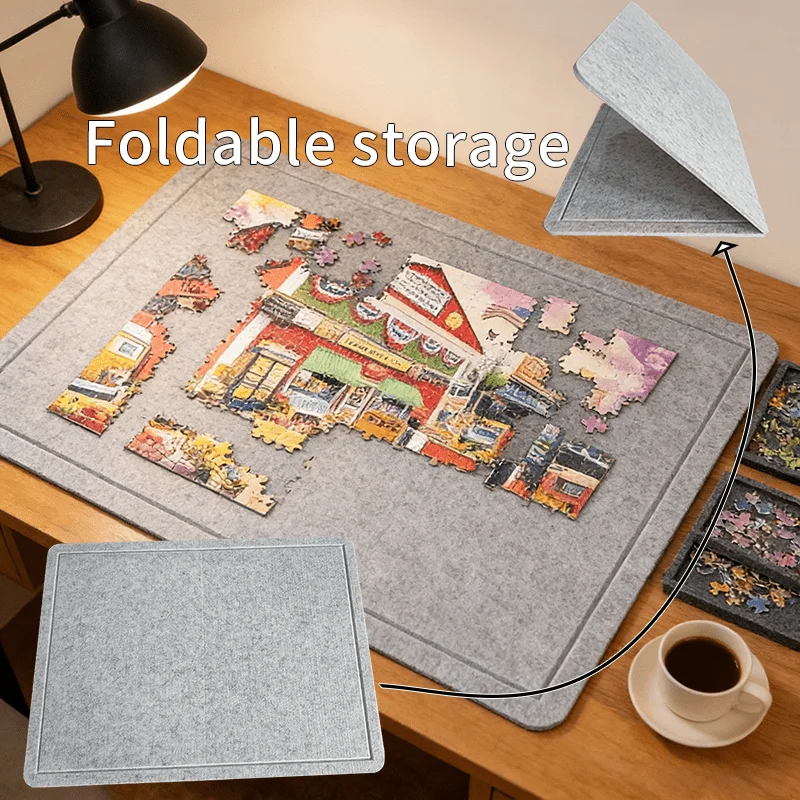 Foldable Felt Puzzle Sorting Board With Stand Lid Holds 1000 Pieces Children DIY Puzzle Storage Mat Home Decor  Accessories