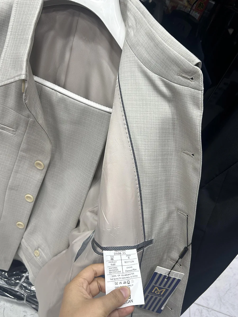 Small Lapel 3 Flip Pockets African Men Suit Set Boyfriend Slim Male Blazer Trousers Outfit 2pcs Jacket Pants Safari Style Blazer