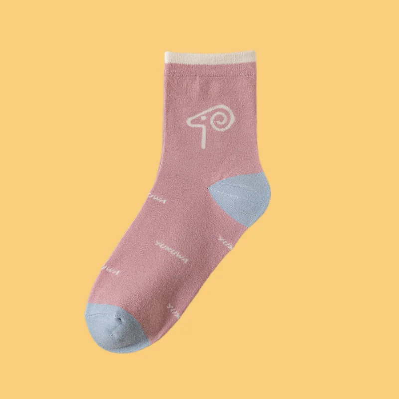 Calcetines de algodón absorbentes y olores para mujer, medias versátiles de estilo universitario, informales, para las cuatro estaciones, color rosa, 2/4 pares