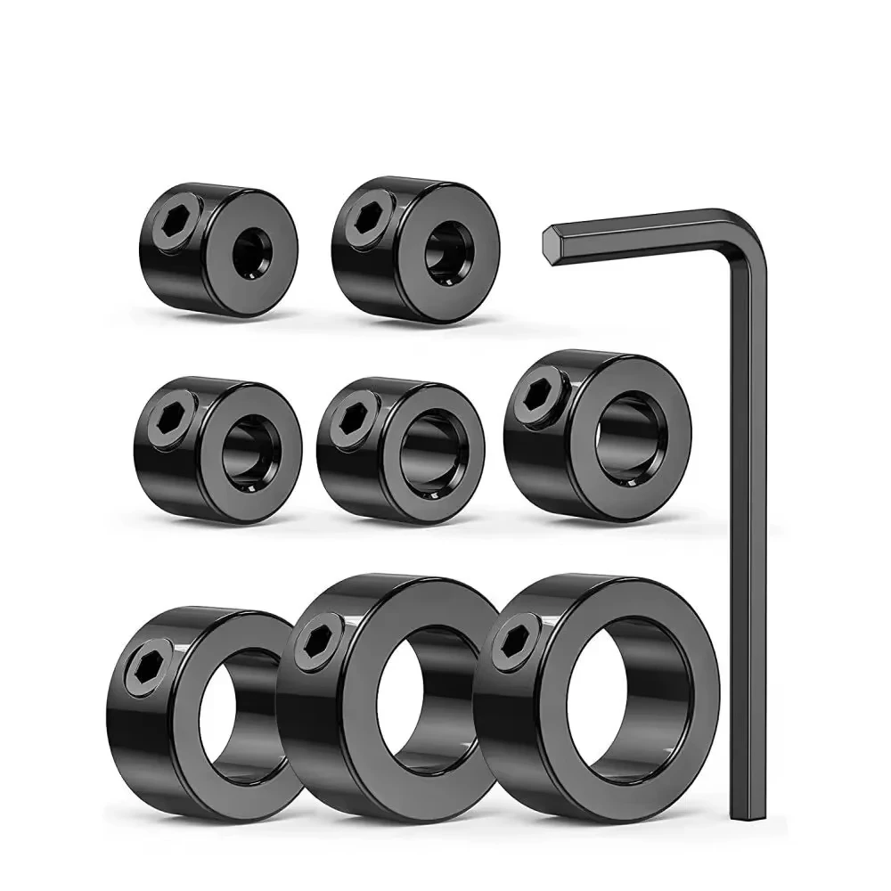 Adjustable Drill Depth Stop Bit Collar Set Positioner Limit Ring Allen Wrench Tighten The Stopper Set-Screws Woodworking Tool