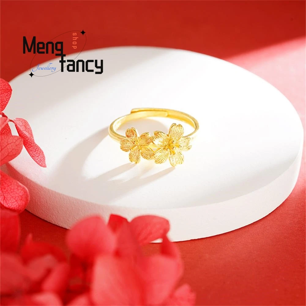 

Sand Gold Camellia Ring Female Niche Design Minimalist Style Not Lose Colour Hand Best Selling Exquisite Fashion Luxury Jewelry