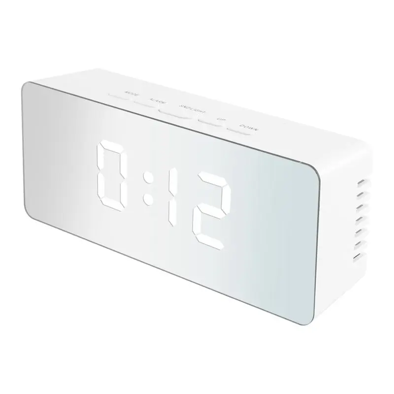 AB02 Led Digital Alarm Clock Snooze Alarm Clock With Mirror Adjustable Brightness And Temperature Display