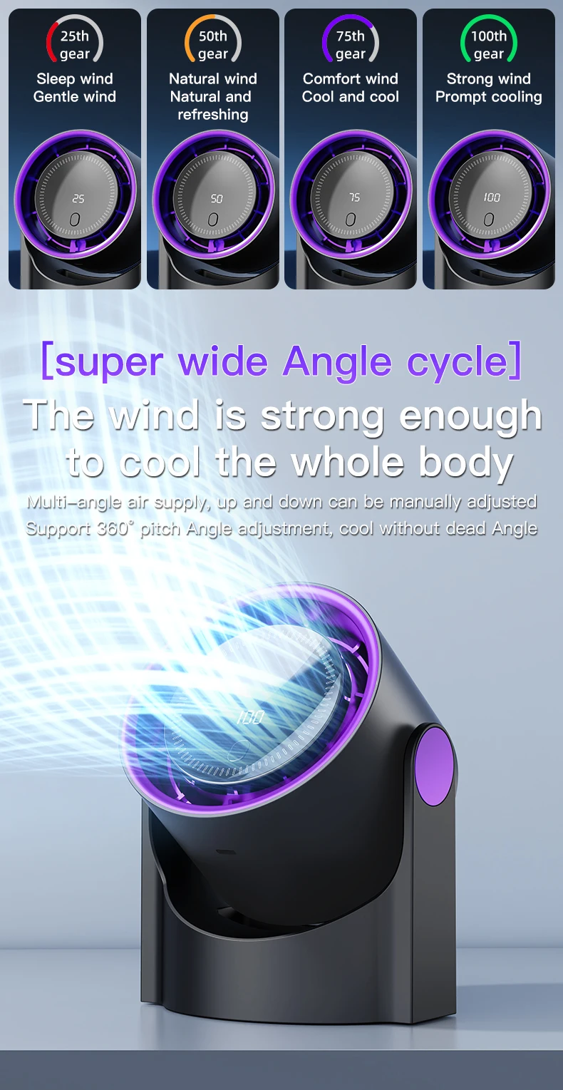 TINSOL Desktop-Luftzirkulationsventilator, kabelloser, tragbarer, leiser elektrischer Ventilator für zu Hause, Tisch-, Wand- und Deckenventilator, Luftkühler – Detail 11