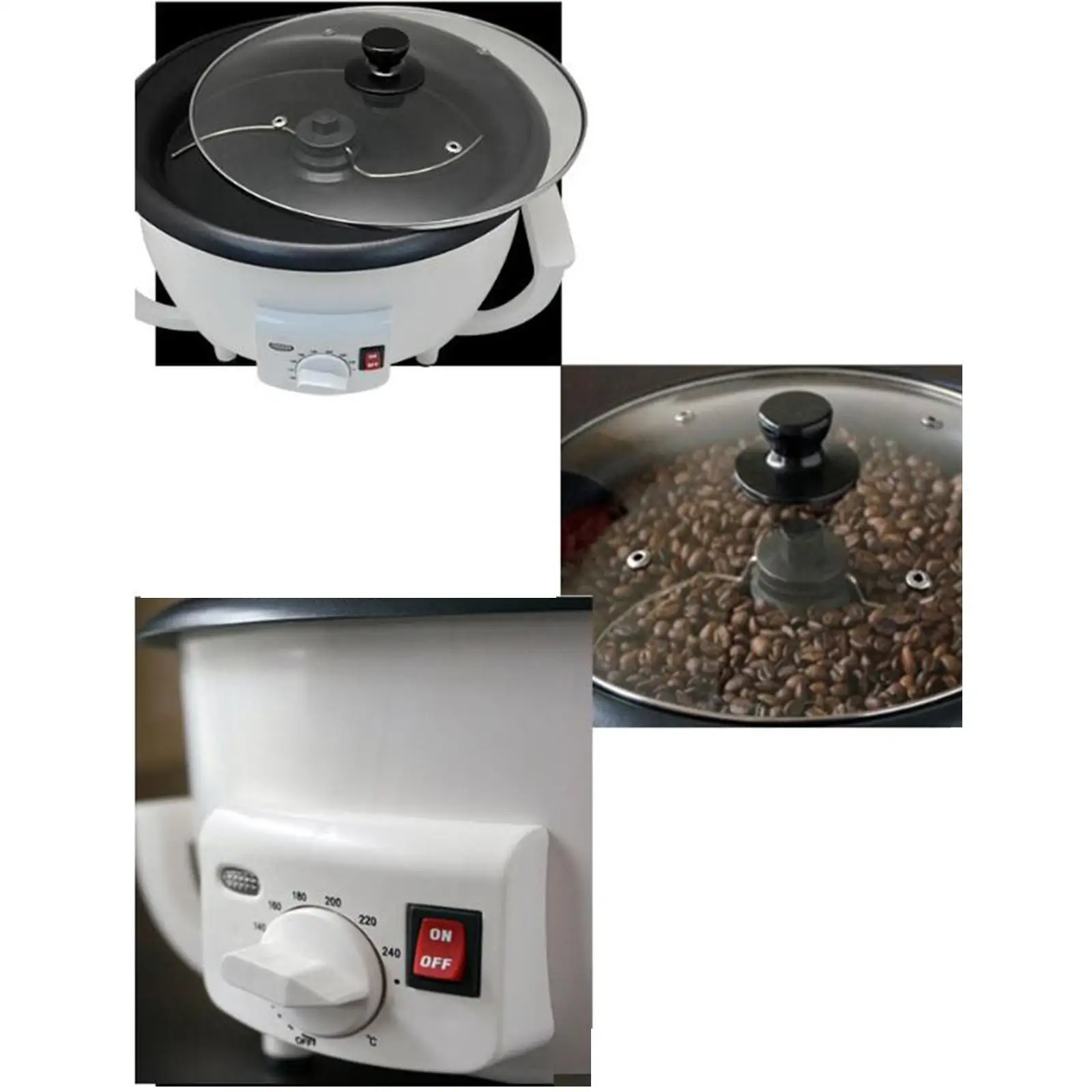 محمصة حبوب البن الكهربائية 0-240 ° ماكينة تحميص القهوة الكهربائية بقدرة 220 فولت لضبط درجة الحرارة C لمتجر الخبز والفواكه المجففة المنزلية