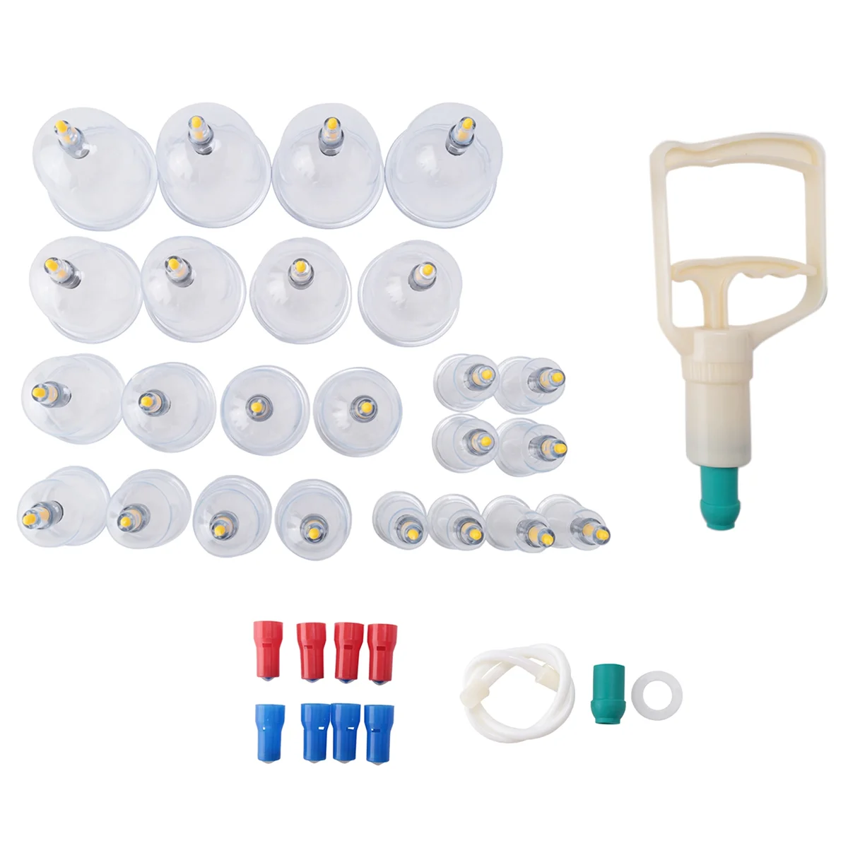 ABGQQ 24Pcs Chinese Biomagnetic Vacuum Cupping Home Cupping Therapy Set Body Relax Tight Muscles Massage Pain Relief Tool