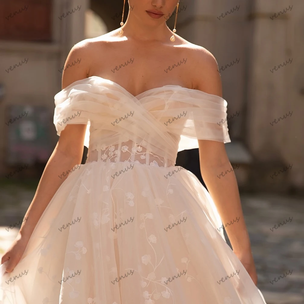 

Graceful Wedding Dresses A Line Tulle Tiered Bridal Gowns Lace Appliques Detachable Sleeves Vestidos De Novia Customized 2025