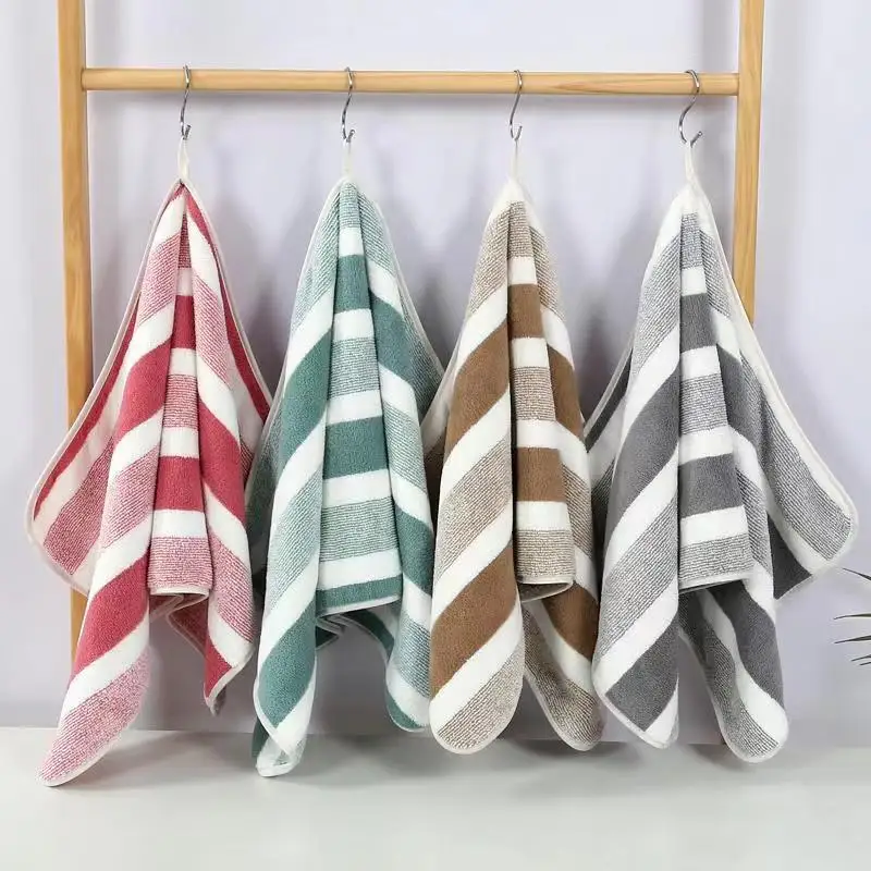 1 Pc Striped Pattern Towel Set Soft Hand Towel Bath Towel Quick Drying Absorbent Towels For Bathroom