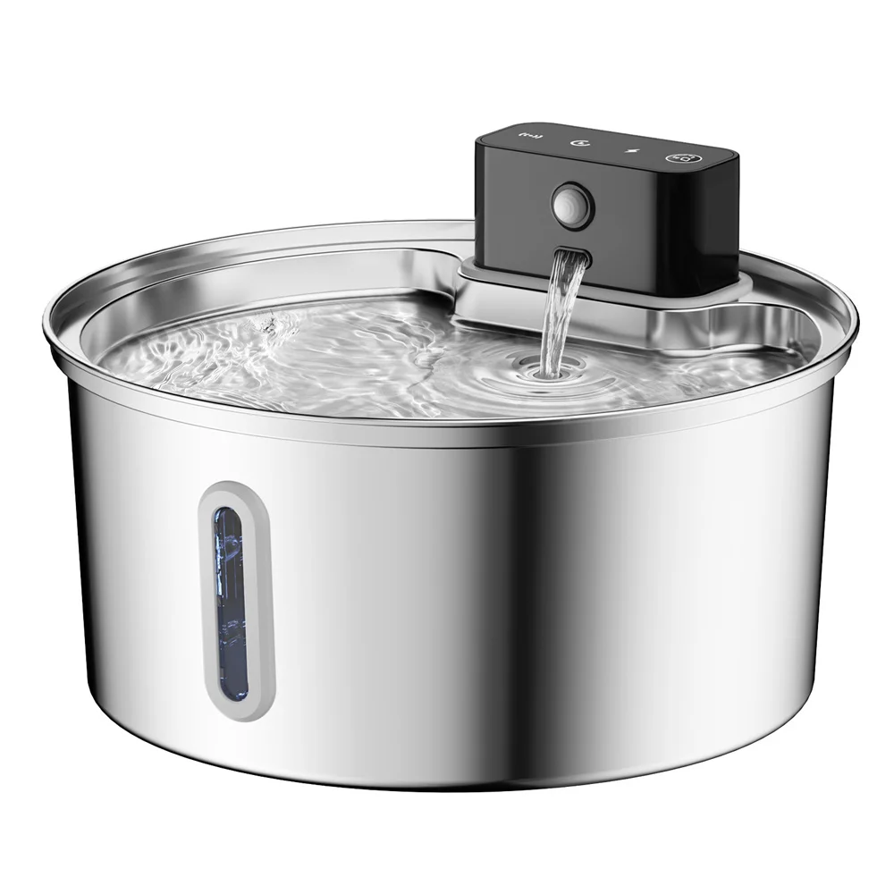 ZYfeeder 3,2 L/108 unzen Drahtlose Lade Sensor Katze Wasser Feeder Edelstahl Katze Hund Wasser Brunnen Stille Wasserstand fenster Kein Stecker 6