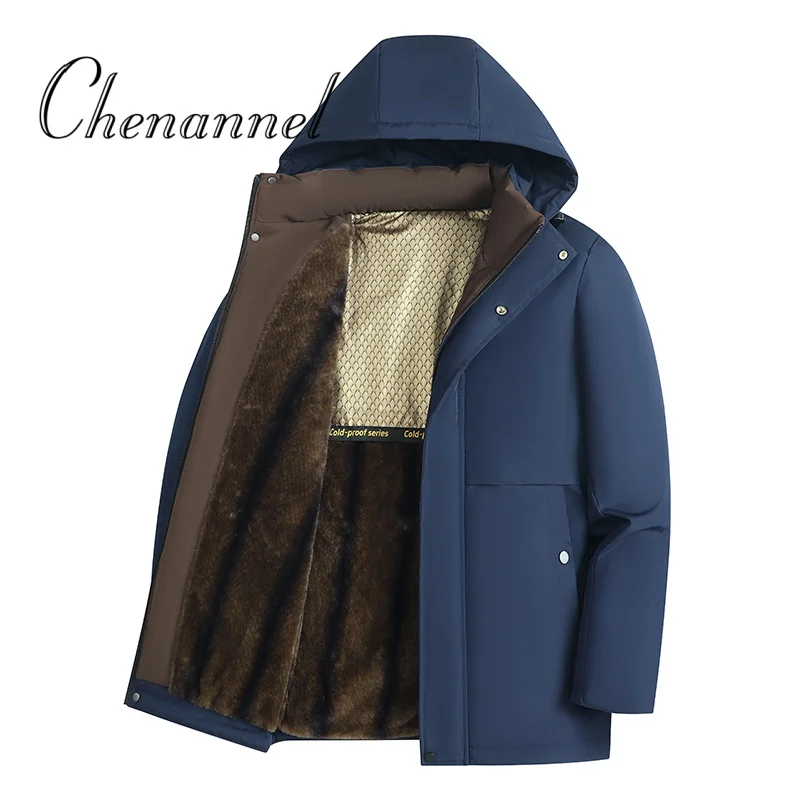 

Men's Winter New Fashionable Waterproof Hooded Cotton Jacket, Thick Warm Casual Coat